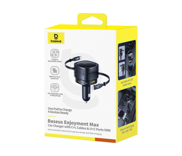 Baseus Ładowarka samochodowa 90W 2x USB-C + kabel USB-C i Lightning - 1502063 - zdjęcie 4